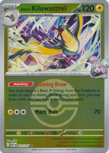 Iono's Kilowattrel (Poke Ball) (072/217)
