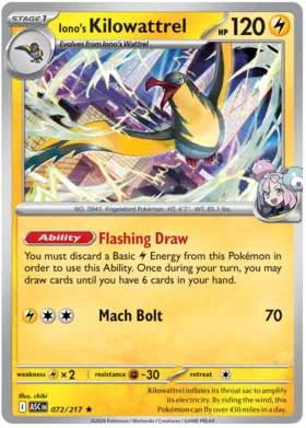 Iono's Kilowattrel (072/217) (Holo)