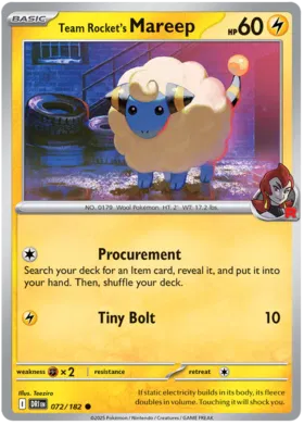 Team Rocket's Mareep (072/182)