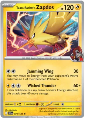 Team Rocket's Zapdos (Holo) (070/182)